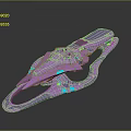 Futuristic Purple Sci Fi Vehicle With Glowing Blue Accents And Aerodynamic Design