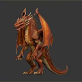 Red Mythical Dragon With Large Wings Sharp Claws Red Scales And Standing On Dark Surface 3d model