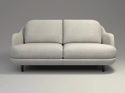 Modern Light Gray Fabric Two-Seater Sofa With Curved Arms And Black Tapered Legs 3d model