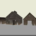 Multiple Traditional Wooden Residential Buildings Exterior With Sloped Roofs And Rustic Design