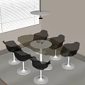 Modern Glass Dining Table Set With Transparent Chairs And Metal Base 3d model