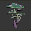 Fresh Colorful Edible Mushrooms With Vibrant Green Purple Caps And White Spots