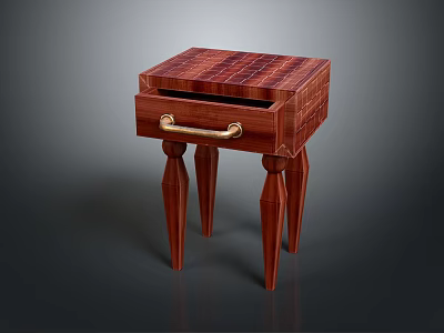 Classic Wooden Side Table With Square Tabletop Drawer And Tapered Legs Design 3d model