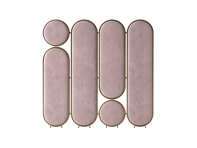 Elegant Pink Room Divider With Gold Frame And Various Panel Shapes For Interior Decor 3d model