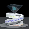 White Spiral Decorative Sculpture With Colorful Patterns And Transparent Diamond Top 3d model