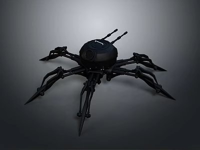 Mechanical Spider Robot With Black Body Multiple Legs And Antennas Design 3d model