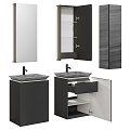 Modern Toilet Simple Black Wash Basin Cabinet 3d model