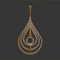 Fashionable Gold Pendant With Unique Teardrop Shape And Decorative Ring Details