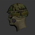 Tactical Military Camouflage Helmet With Protective Goggles Displayed On Mannequin Head