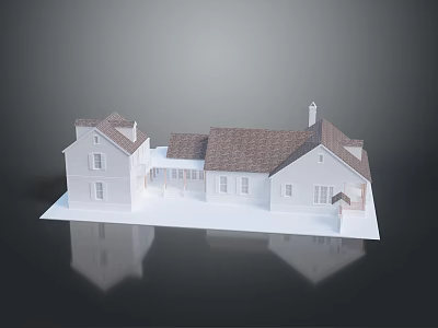 Detailed White House Model With Brown Roof Porch And Architectural Features 3d model
