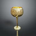 Exquisite Golden Goblet Sculpture With Intricate Carved Patterns And Artisan Craftsmanship