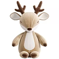 Soft Plush Stuffed Deer Toys With Brown And White Antlers And Cute Sitting Design