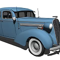 Vintage Blue Classic Car With Retro Body Design And White Wheels