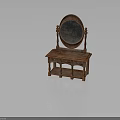 Elegant Classic Wooden Dressing Table with Oval Mirror and Drawers