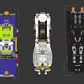 Colorful Building Blocks Car Models With Golden Wheels And Bat Wings Design