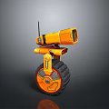 Orange Single Wheeled Robot Character With Antenna And Eye Structure 3d model