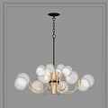 Elegant Modern Golden Chandelier With White Globe Shades For Interior Decor