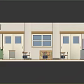 Classroom Interior With Wooden Floor Desks Teacher's Desk Blackboard And Bookshelf