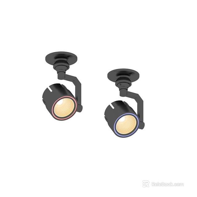 Black Adjustable Downlight Spotlights With Warm And Cool Light Colors 3d model
