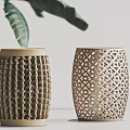 Modern Woven Texture Stools With Hollow Patterns And Ceramic Material Design 3d model
