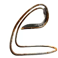 Unique Design Leisure Chair With Curved Metal Frame And Leather Seat Backrest