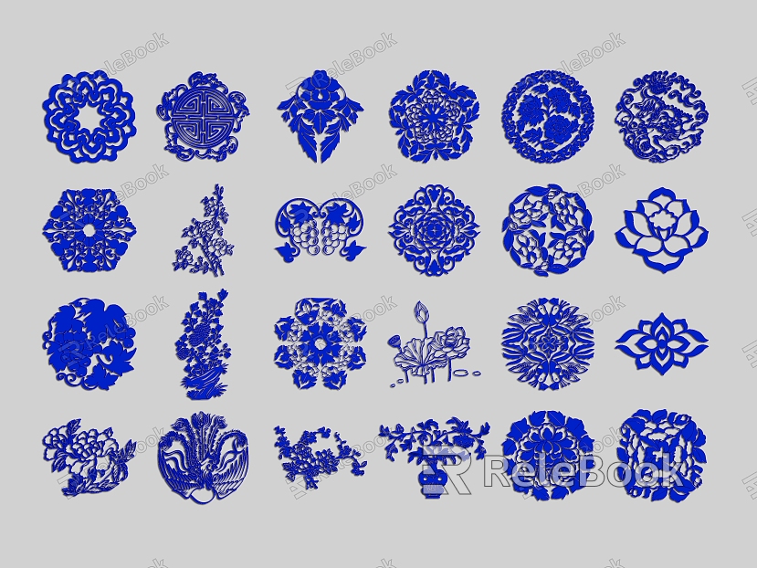 Blue and White Porcelain Blue and White Wall Pattern Pattern Printing Background Wallpaper Texture Pattern Classical Texture Carved Blue and White Porcelain Vintage Pattern model