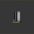 Tall Modern Building Model Featuring Glass Windows Yellow Base And Green Plants