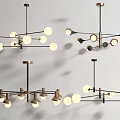 Modern Geometric Chandeliers With Round Bulbs And Metal Frames For Home Decor