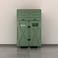 Green Double Door Storage Cabinet With Star Logo And Recycle Label