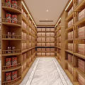 Tobacco and Alcohol Store Interior With Wooden Shelves And Neatly Arranged Products