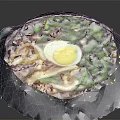 Delicious Ramen Bowl With Soft Boiled Egg Green Vegetables And Rich Broth