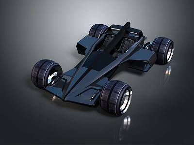 Futuristic Black Race Car With Streamlined Design And Large Modern Wheels 3d model