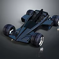 Futuristic Black Race Car With Streamlined Design And Large Modern Wheels