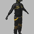Stylish Black And Yellow Hooded Protective Suit With Stripes Face Mask Gloves And Boots