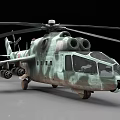 Military Camouflage Helicopter With Rotors Fuselage Details Landing Gear And Armament
