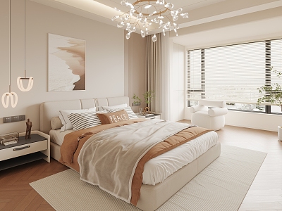 Cream wind home bedroom model