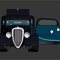 Vintage Blue Car With Open Doors And Hood Classic Interior Seats Design