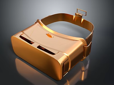 Golden VR Headset With Sleek Design And Adjustable Strap For Electronic Use 3d model