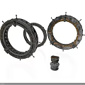Industrial Mechanical Ring Components With Multiple Circular Frames And Stacked Metal Parts