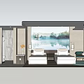 Modern Hotel Room Interior With Bedroom Bathroom Shower TV And Glass Partitions