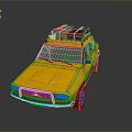 Yellow Car With Luggage On Roof For Travel And Road Trips