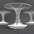 Artistic Modern White Woven Mushroom Shaped Landscape Seats With Lighting Base