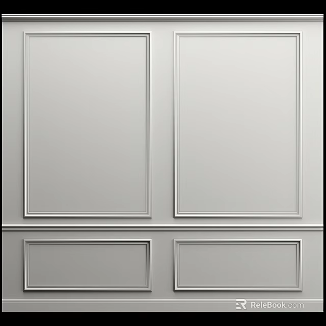 Elegant White Paneled Wall With Two Sections And Decorative Frame Lines For Modern Interior 3d model