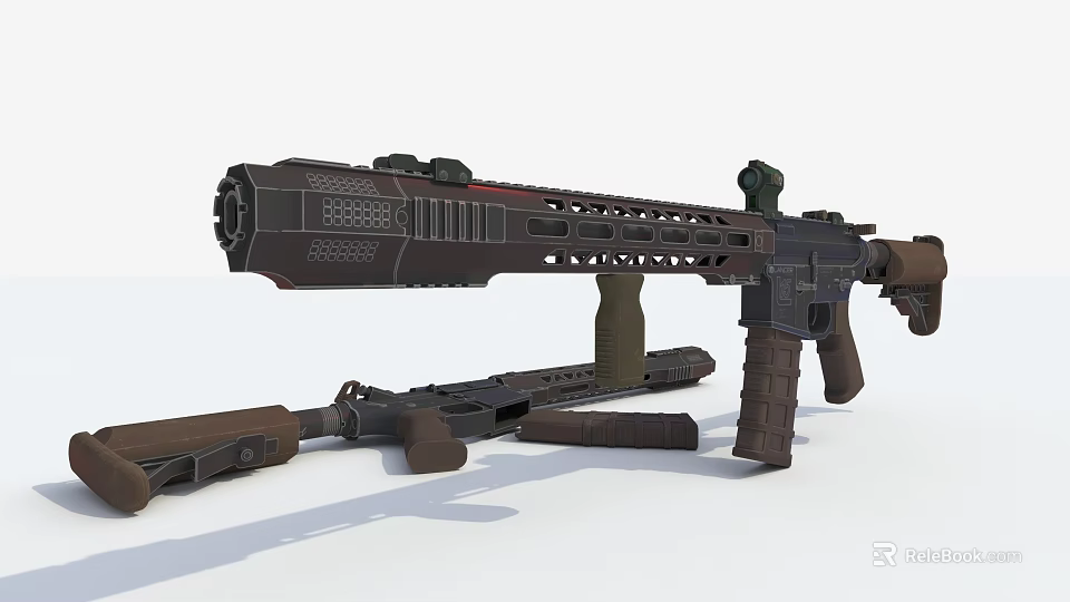 Modern Tactical Rifle And Vintage Weapon Featuring Barrel Scope And Stock 3d model 