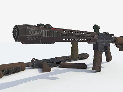 Modern Tactical Rifle And Vintage Weapon Featuring Barrel Scope And Stock 3d model