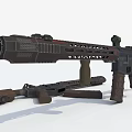 Modern Tactical Rifle And Vintage Weapon Featuring Barrel Scope And Stock 3d model