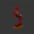 Artistic Bronze Rearing Horse Statue On Red Wooden Base Display Decoration