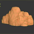 Natural Orange Low Poly Rock Landscape With Black Background And Reflection 3d model