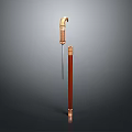 Elegant Walking Canes With Golden Handle Red Shaft And Metal Tip Design