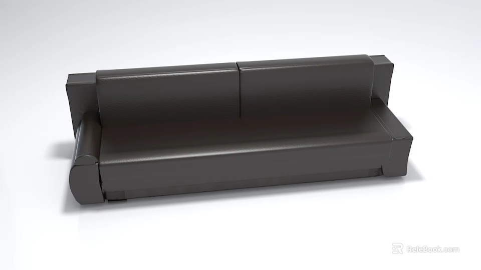 Black Leather Sectional Sofa Featuring Modern Minimalist Design And Comfortable Armrest 3d model